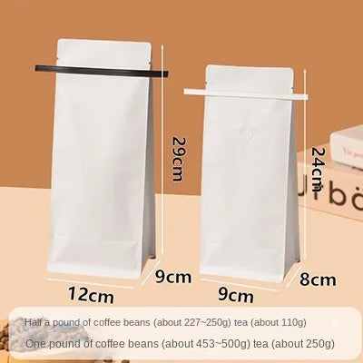 50pcs Recyclable Tin Tie Coffee Bag Packaging Aluminum Foil Cotton Paper Kraft Coffee Bean Bag 250g 500g with Valve Food Tea Bag