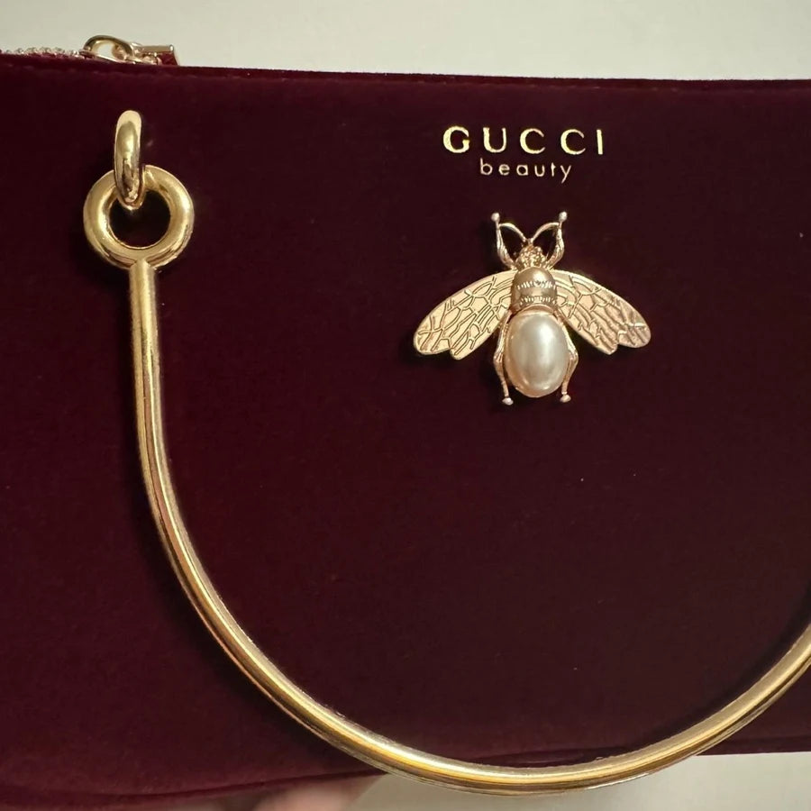 Gucci Gucci’s bag Women Medium Wine Red Velvet Chain Crossbody Cosmetic Bag Fashion Daily Shoulder Storage Bag For Casual Wear