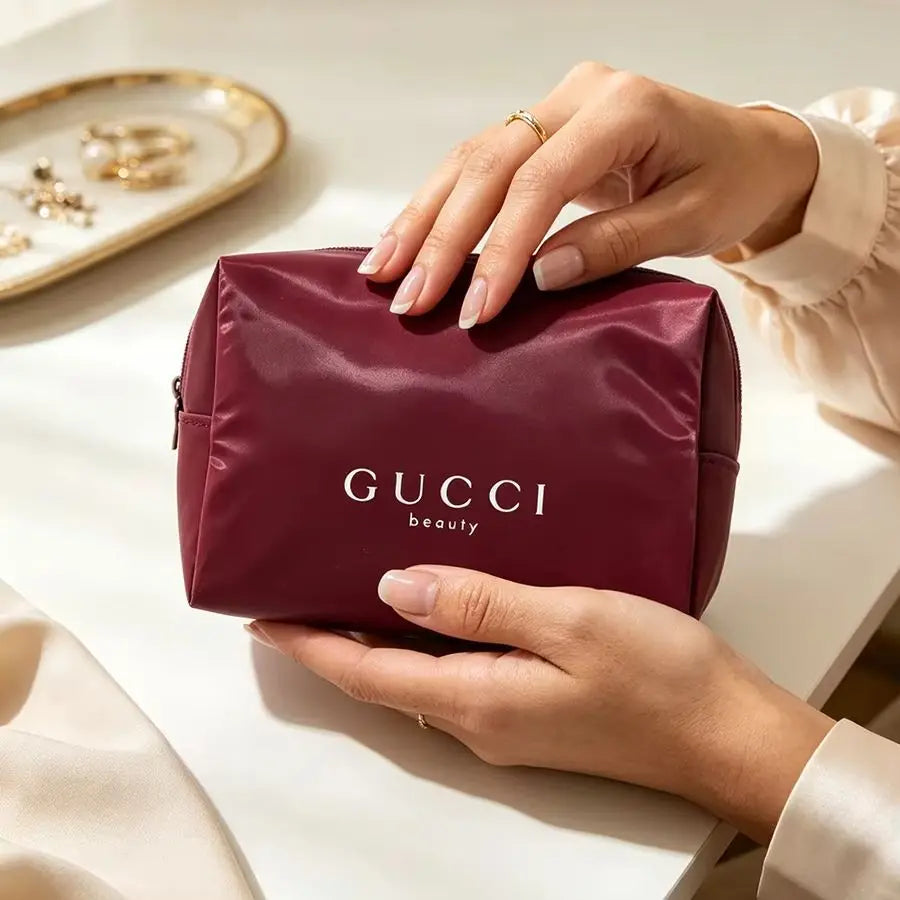 Gucci Gucci’s bag Durable Red Canvas Large Capacity Makeup Bag, Luxury Multifunctional Travel Office Organizer, Elegant Holiday