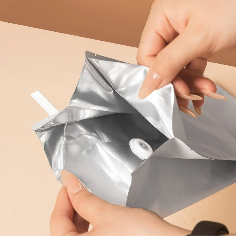 50pcs Recyclable Tin Tie Coffee Bag Packaging Aluminum Foil Cotton Paper Kraft Coffee Bean Bag 250g 500g with Valve Food Tea Bag