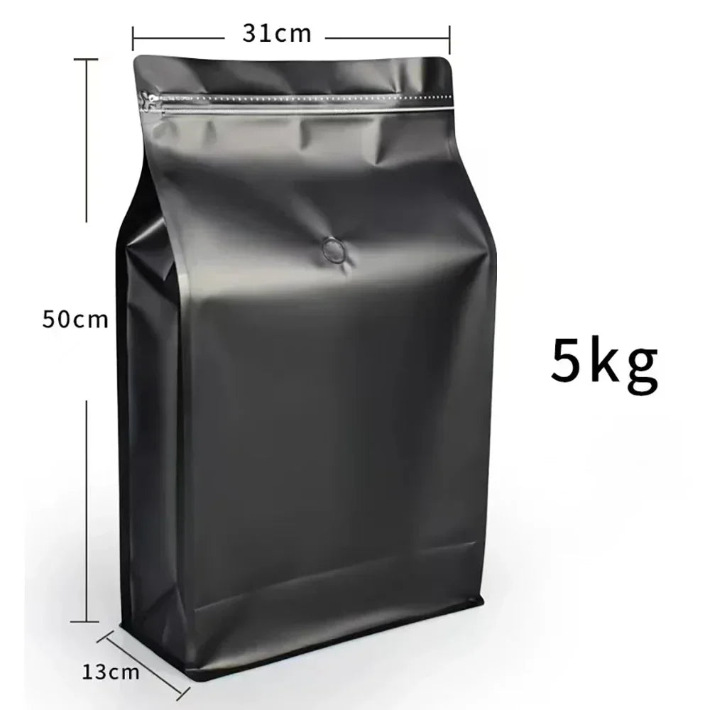 10pcs Resealable 5kg Ziplock Coffee Bean Powder  Aluminum Foil Packaging with Valve Pet Dry Food Flat Botton Storage Bag