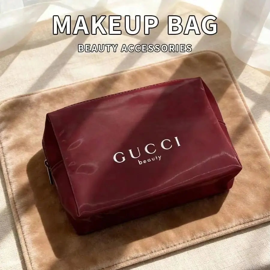Gucci Gucci’s bag Durable Red Canvas Large Capacity Makeup Bag, Luxury Multifunctional Travel Office Organizer, Elegant Holiday