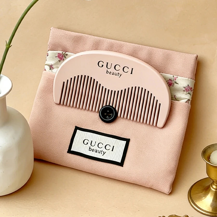 GUCCI Gucci’s bag Pink Anti Static Wide Tooth Comb Canvas Storage Bag Lightweight Travel Logo Comb Birthday Anniversary Gift