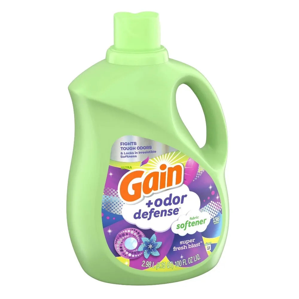Super Fresh Blast Scent Odor Fighting Liquid Fabric Softener Dye-Free Laundry Conditioner 100 fl oz, 136 Loads