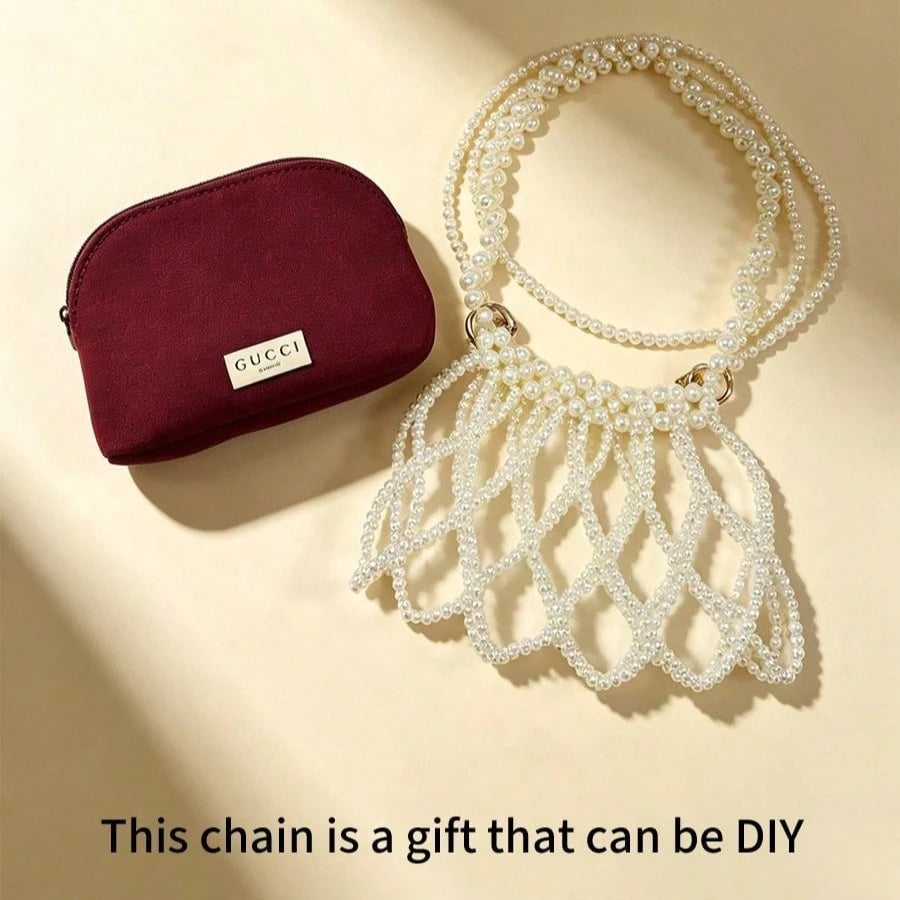 Gucci Gucci’s bag Red Mini Pearl Chain Shoulder Bag Handmade Pearl Flip Luxury Handbag Dating Travel Vacation Gift For Women