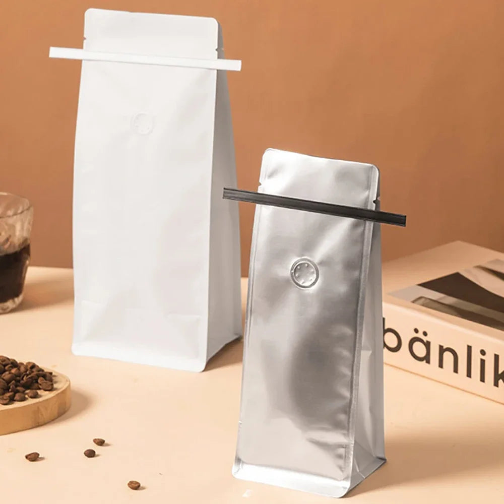 50pcs Recyclable Tin Tie Coffee Bag Packaging Aluminum Foil Cotton Paper Kraft Coffee Bean Bag 250g 500g with Valve Food Tea Bag