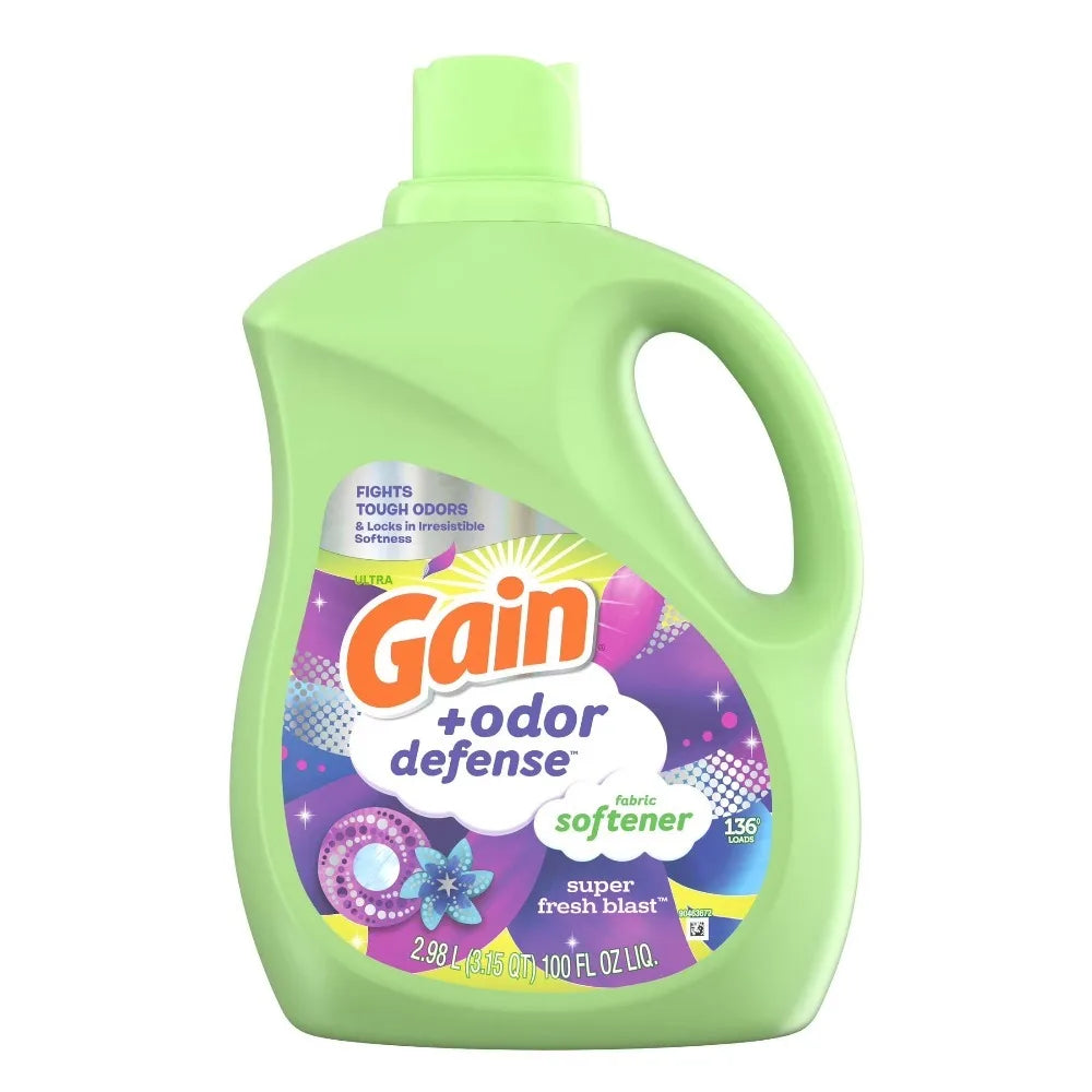 Super Fresh Blast Scent Odor Fighting Liquid Fabric Softener Dye-Free Laundry Conditioner 100 fl oz, 136 Loads
