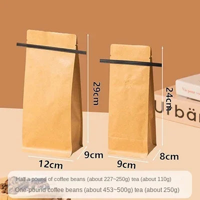 50pcs Recyclable Tin Tie Coffee Bag Packaging Aluminum Foil Cotton Paper Kraft Coffee Bean Bag 250g 500g with Valve Food Tea Bag