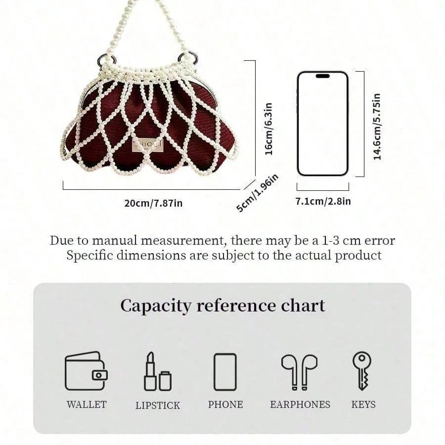 Gucci Gucci’s bag Red Mini Pearl Chain Shoulder Bag Handmade Pearl Flip Luxury Handbag Dating Travel Vacation Gift For Women