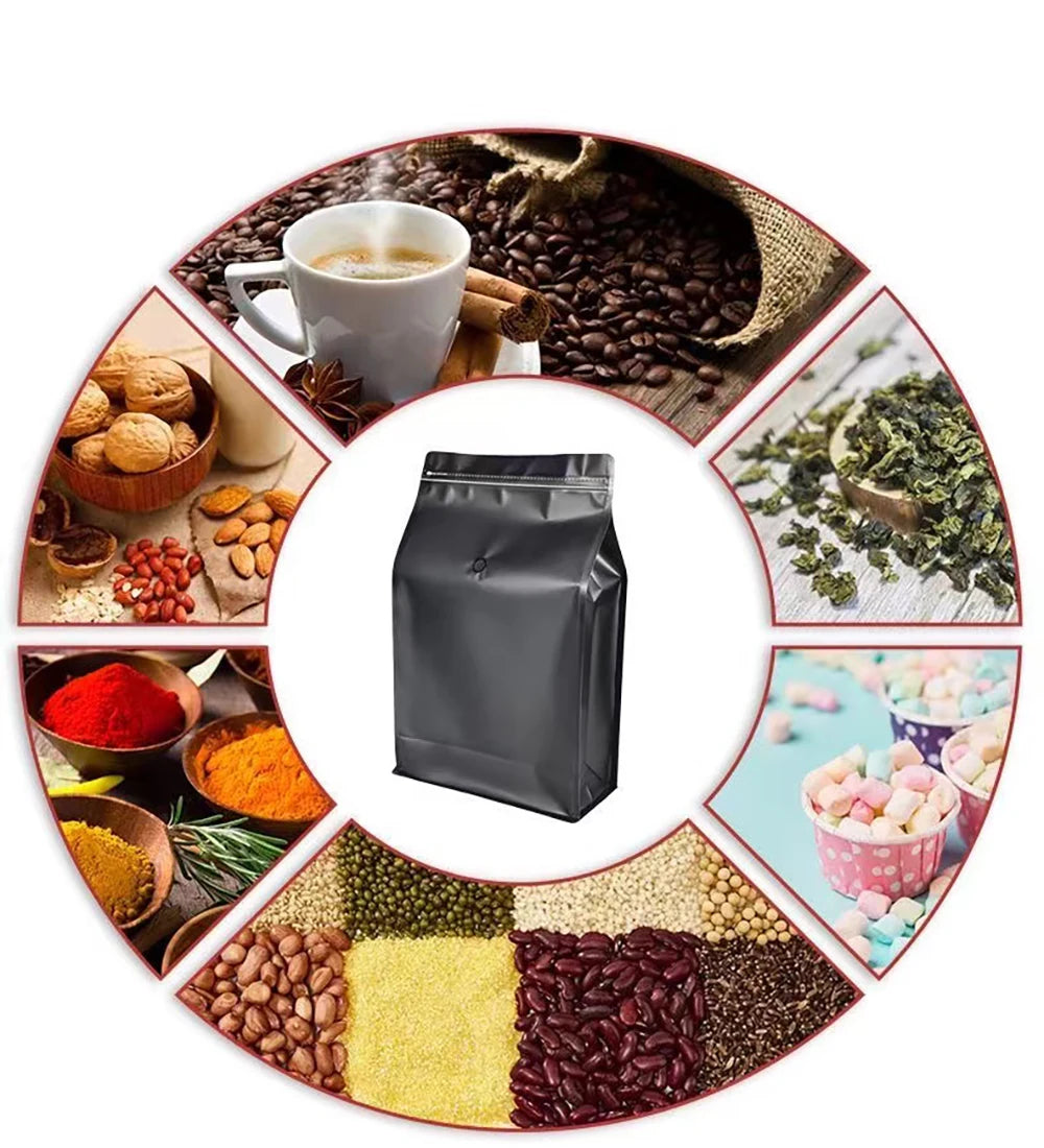 10pcs Resealable 5kg Ziplock Coffee Bean Powder  Aluminum Foil Packaging with Valve Pet Dry Food Flat Botton Storage Bag