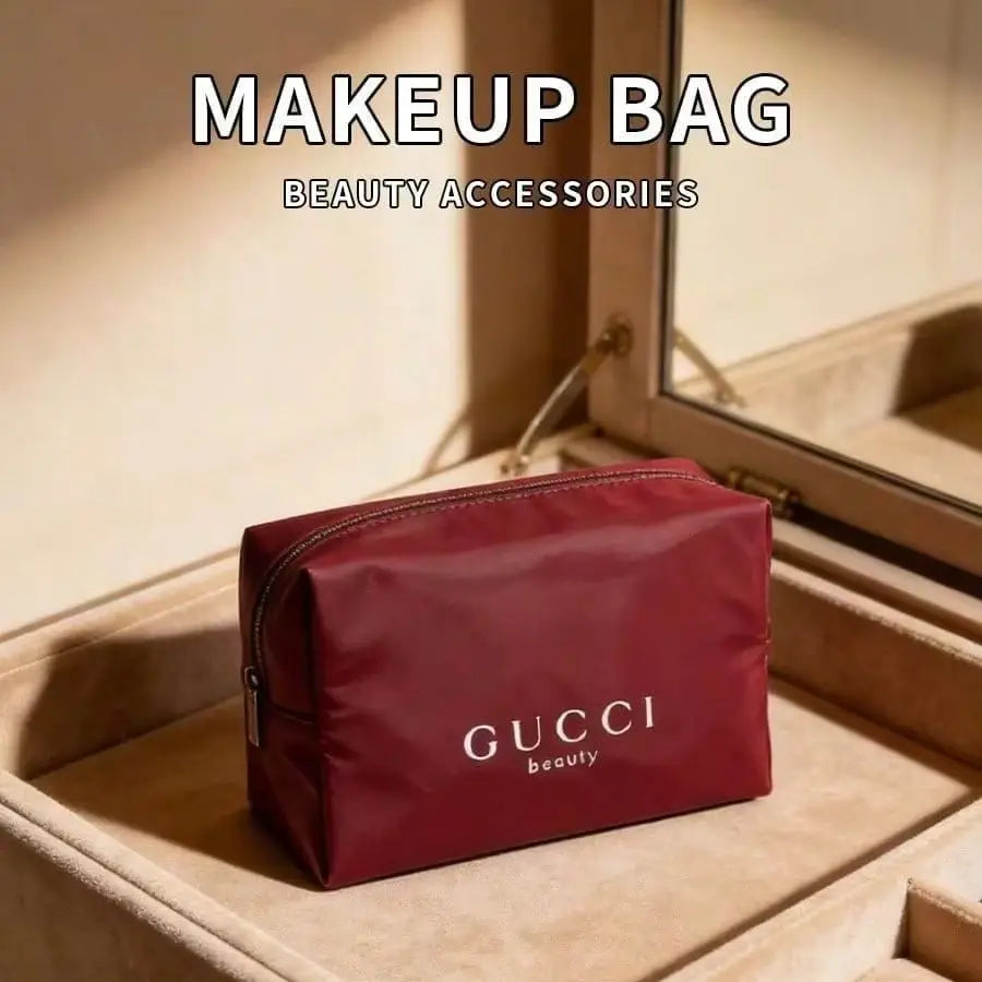 Gucci Gucci’s bag Durable Red Canvas Large Capacity Makeup Bag, Luxury Multifunctional Travel Office Organizer, Elegant Holiday