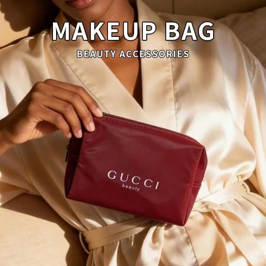 Gucci Gucci’s bag Durable Red Canvas Large Capacity Makeup Bag, Luxury Multifunctional Travel Office Organizer, Elegant Holiday