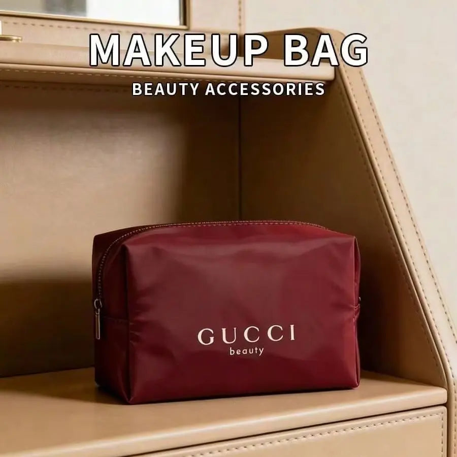 Gucci Gucci’s bag Durable Red Canvas Large Capacity Makeup Bag, Luxury Multifunctional Travel Office Organizer, Elegant Holiday