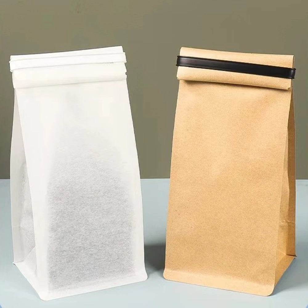 50pcs Recyclable Tin Tie Coffee Bag Packaging Aluminum Foil Cotton Paper Kraft Coffee Bean Bag 250g 500g with Valve Food Tea Bag