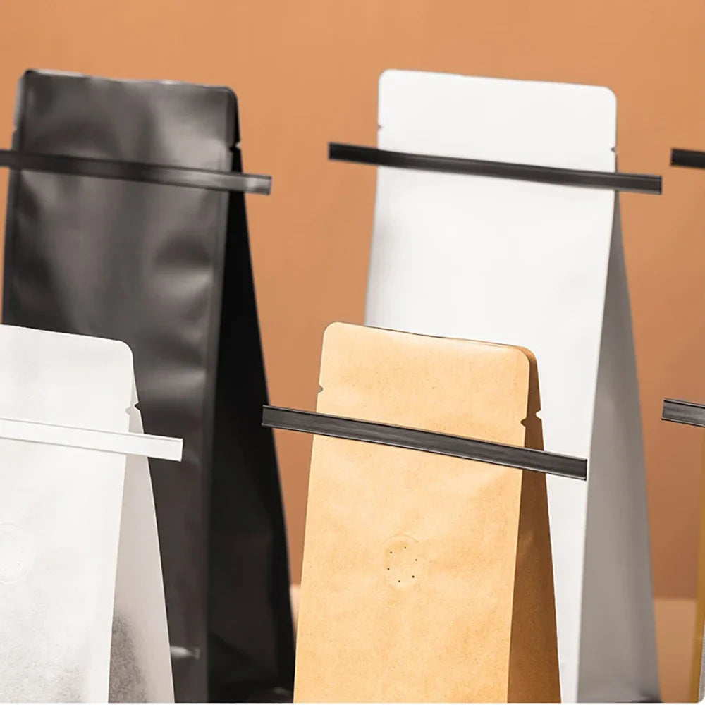 50pcs Recyclable Tin Tie Coffee Bag Packaging Aluminum Foil Cotton Paper Kraft Coffee Bean Bag 250g 500g with Valve Food Tea Bag