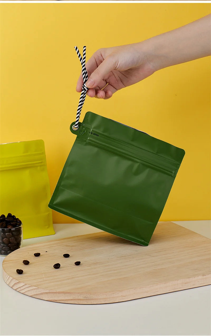 StoBag 50pcs Wholesale Coffee Beans Bag Packaging Aluminum Foil Heat Sealed for Tea Powder Food Storage Reusable Portable Pouch