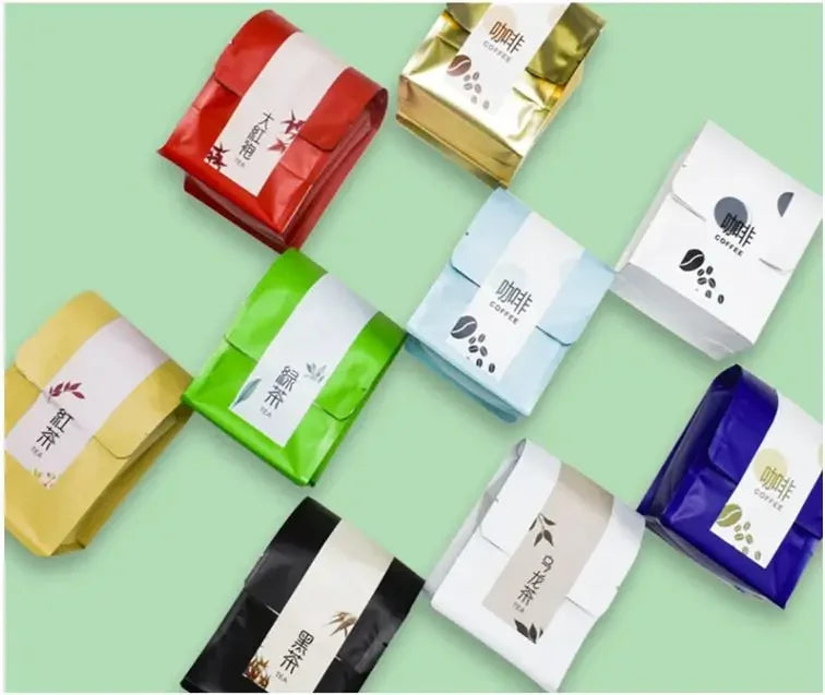 50pcs Recyclable Tin Tie Coffee Bag Packaging Aluminum Foil Cotton Paper Kraft Coffee Bean Bag 250g 500g with Valve Food Tea Bag