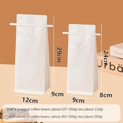 50pcs Recyclable Tin Tie Coffee Bag Packaging Aluminum Foil Cotton Paper Kraft Coffee Bean Bag 250g 500g with Valve Food Tea Bag