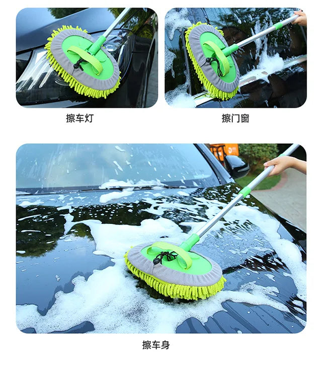 Car Cleaning Brush Detailing Adjustable Super absorbent Car Wash Brush Telescoping Long Handle Cleaning Mop Auto Accessories