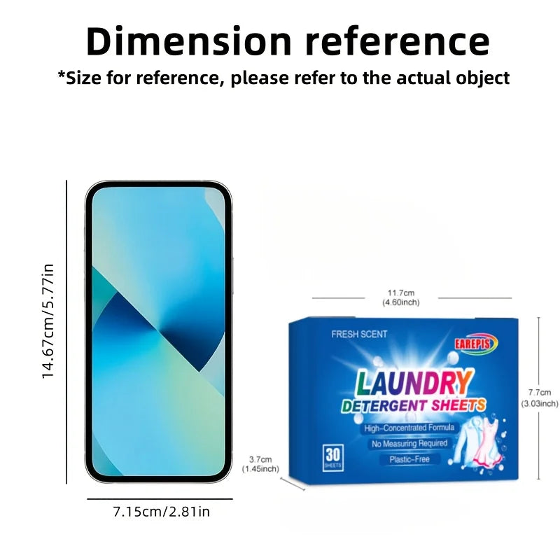 30pc Powerful Laundry Detergent Sheets,Portable & High-Quality for Clothing Stain Removal & Cleaning Essentials Washing Machines