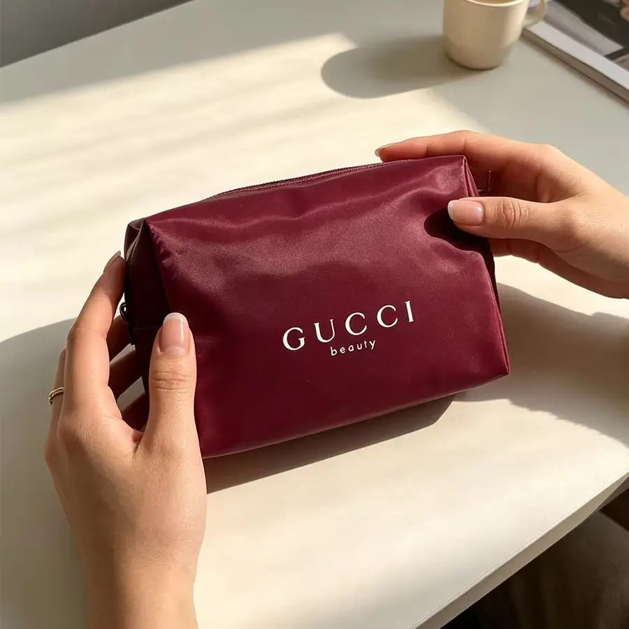 Gucci Gucci’s bag Durable Red Canvas Large Capacity Makeup Bag, Luxury Multifunctional Travel Office Organizer, Elegant Holiday