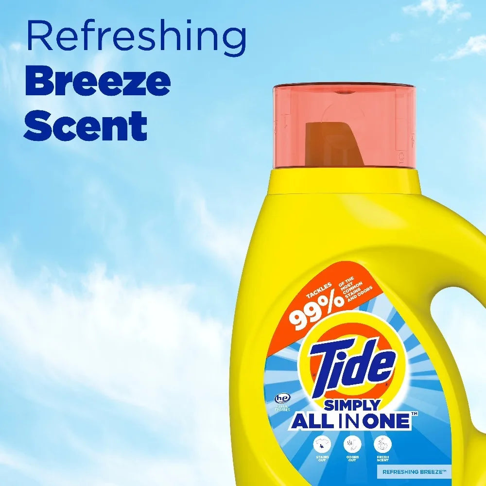 Tide Simply Liquid Laundry Detergent, Refreshing Breeze, 24 Loads, 32 fl oz