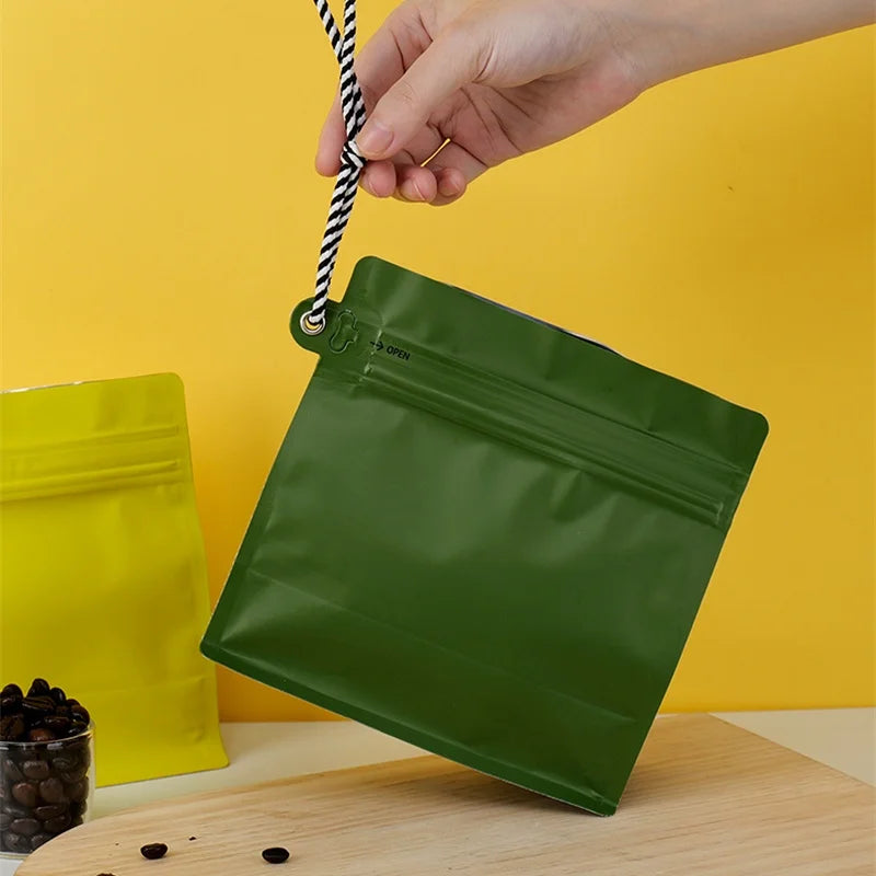 StoBag 50pcs Wholesale Coffee Beans Bag Packaging Aluminum Foil Heat Sealed for Tea Powder Food Storage Reusable Portable Pouch