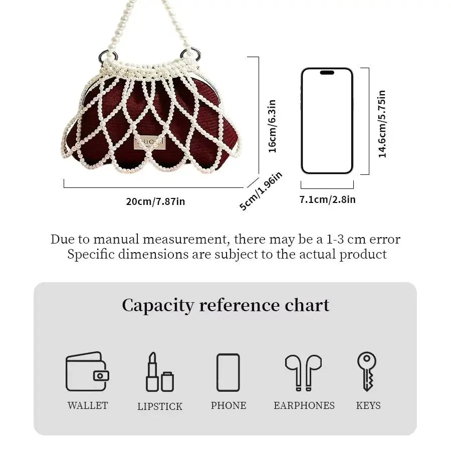 Gucci Gucci’s bag Red Mini Pearl Chain Shoulder Bag Handmade Pearl Flip Luxury Handbag Dating Travel Vacation Gift For Women