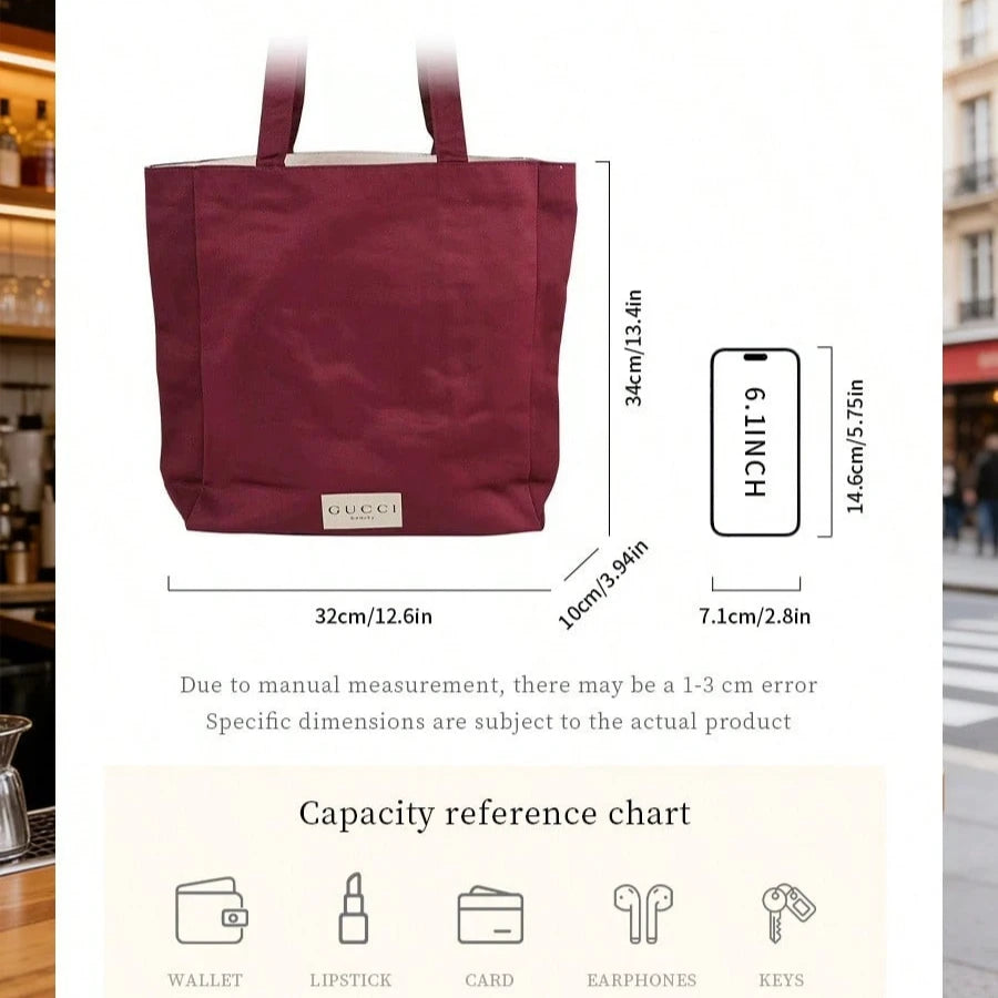 Gucci bag Women Red Canvas Tote Bag Large Capacity For Daily Shopping Work School Travel Perfect Gift For Girlfriend Friends