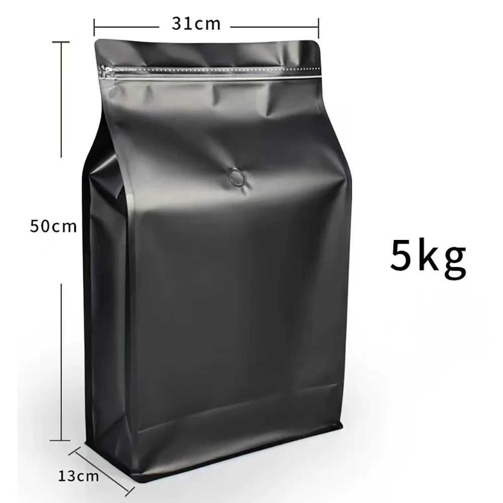 10pcs Resealable 5kg Ziplock Coffee Bean Powder  Aluminum Foil Packaging with Valve Pet Dry Food Flat Botton Storage Bag