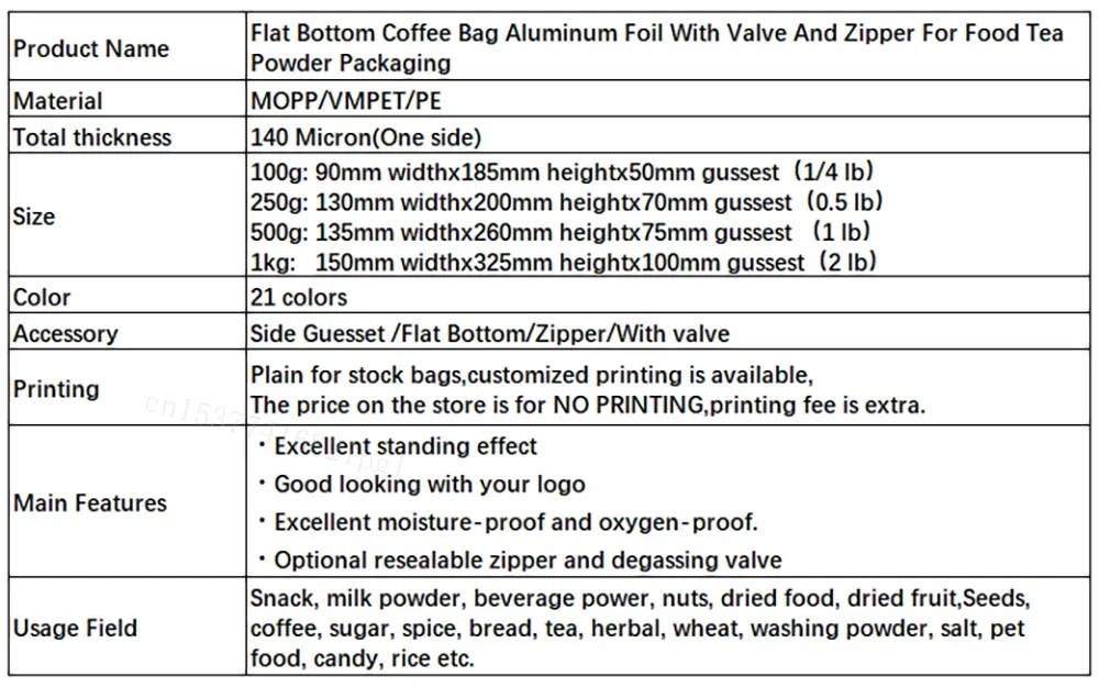 10pcs Resealable 5kg Ziplock Coffee Bean Powder  Aluminum Foil Packaging with Valve Pet Dry Food Flat Botton Storage Bag