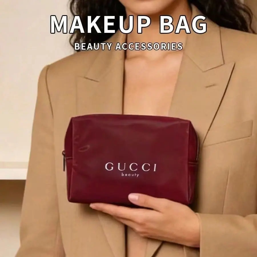 Gucci Gucci’s bag Durable Red Canvas Large Capacity Makeup Bag, Luxury Multifunctional Travel Office Organizer, Elegant Holiday