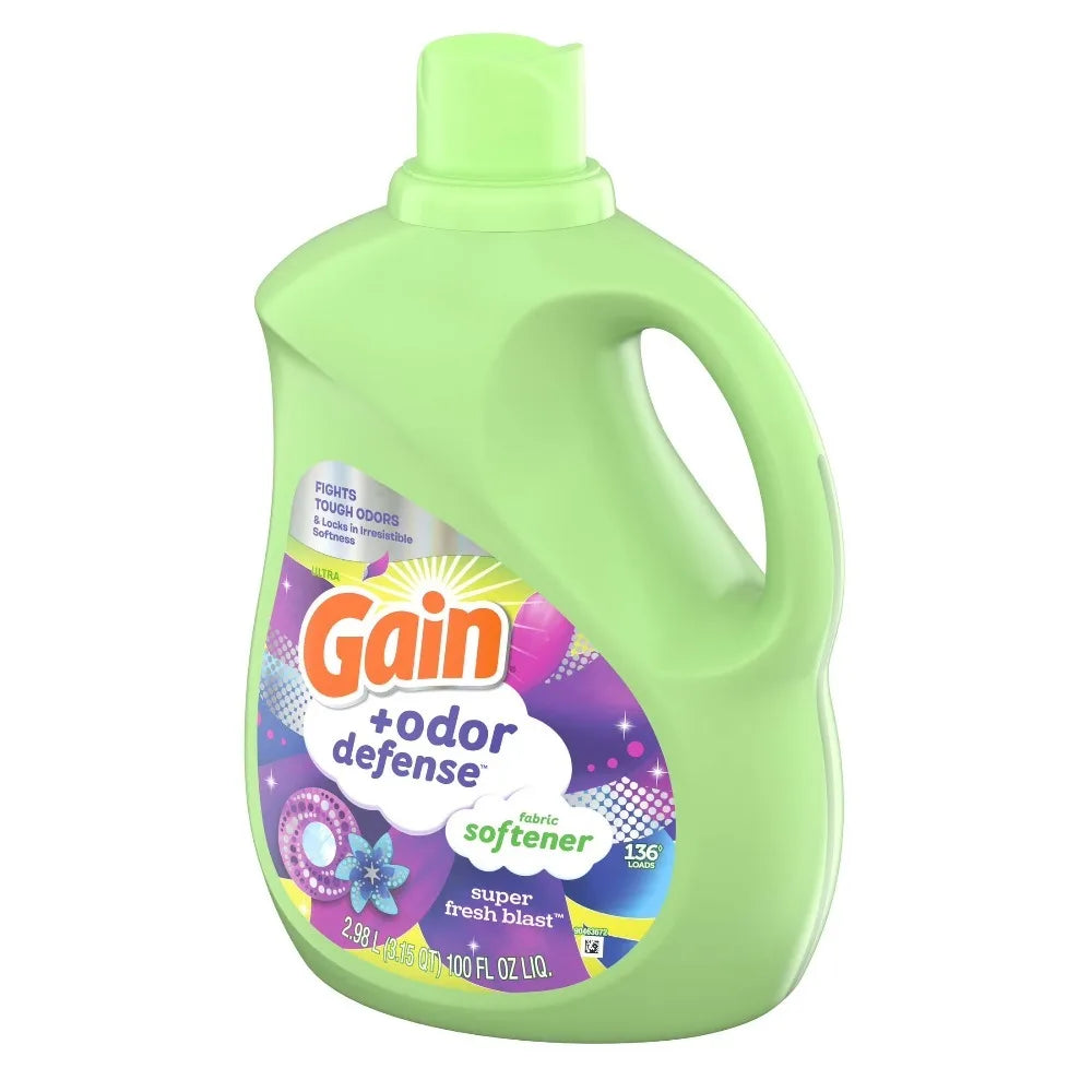 Super Fresh Blast Scent Odor Fighting Liquid Fabric Softener Dye-Free Laundry Conditioner 100 fl oz, 136 Loads