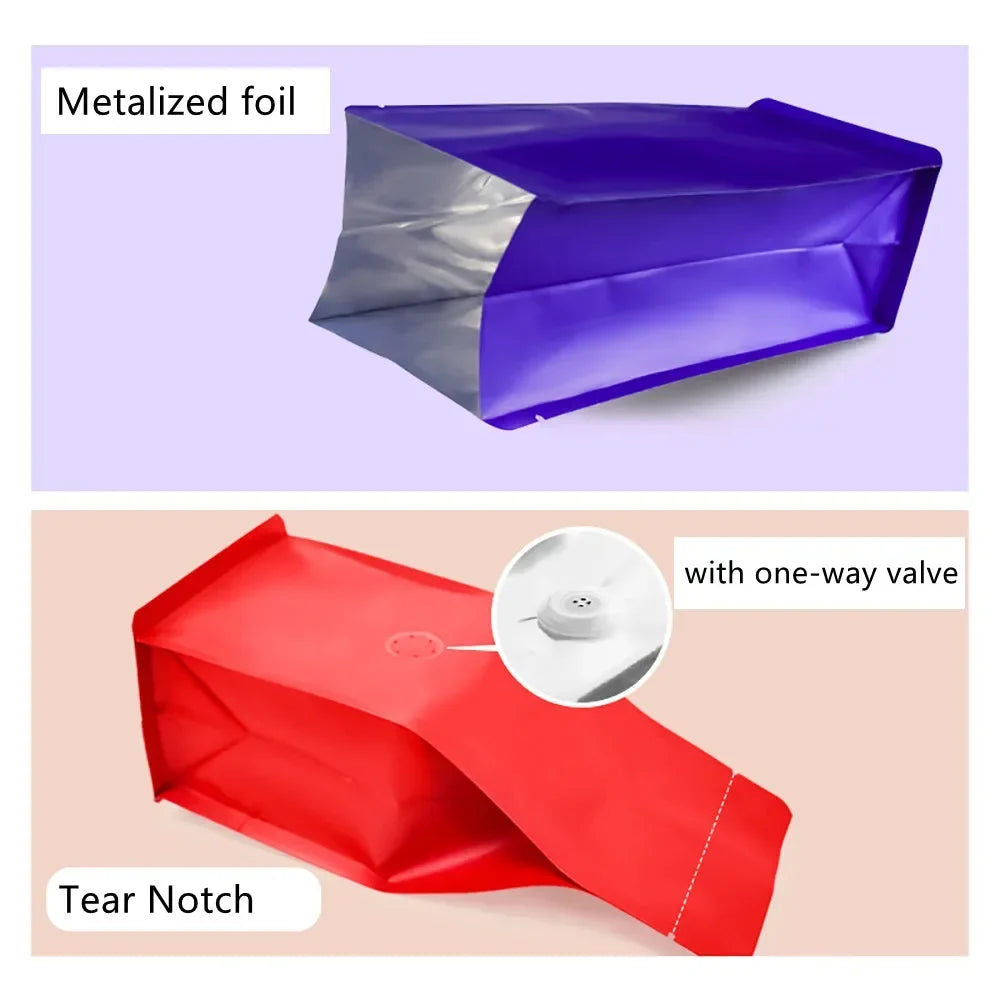 50pcs Recyclable Tin Tie Coffee Bag Packaging Aluminum Foil Cotton Paper Kraft Coffee Bean Bag 250g 500g with Valve Food Tea Bag