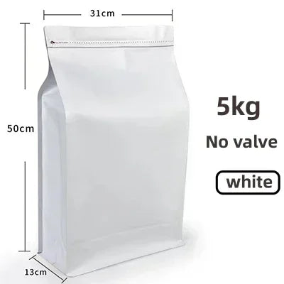 10pcs Resealable 5kg Ziplock Coffee Bean Powder  Aluminum Foil Packaging with Valve Pet Dry Food Flat Botton Storage Bag