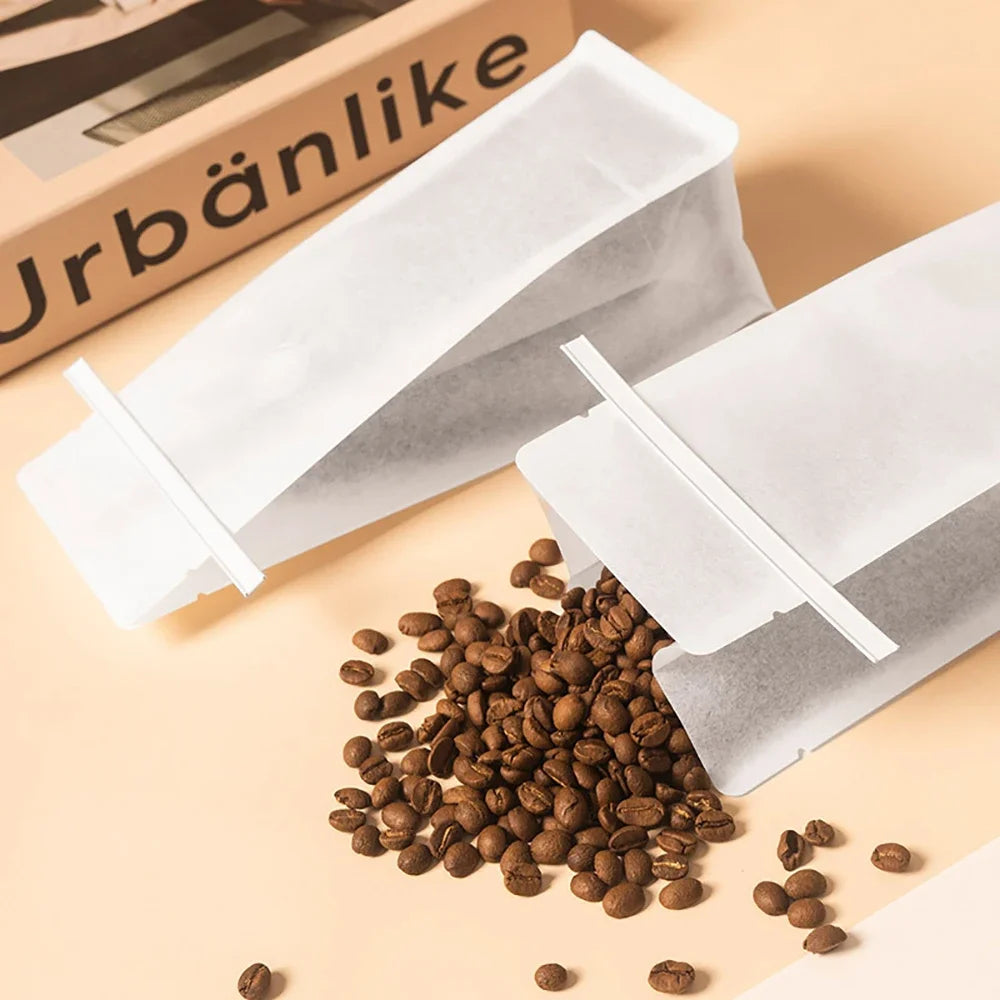 50pcs Recyclable Tin Tie Coffee Bag Packaging Aluminum Foil Cotton Paper Kraft Coffee Bean Bag 250g 500g with Valve Food Tea Bag