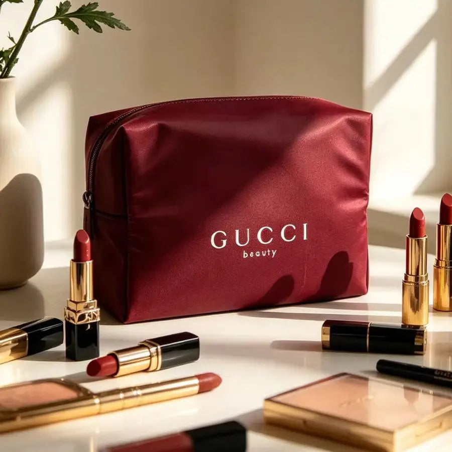 Gucci Gucci’s bag Durable Red Canvas Large Capacity Makeup Bag, Luxury Multifunctional Travel Office Organizer, Elegant Holiday