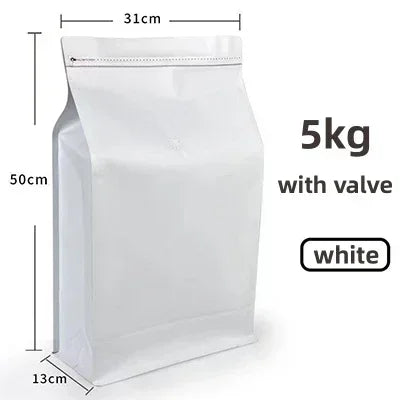10pcs Resealable 5kg Ziplock Coffee Bean Powder  Aluminum Foil Packaging with Valve Pet Dry Food Flat Botton Storage Bag