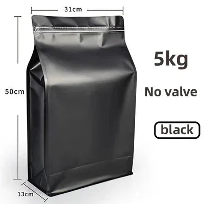 10pcs Resealable 5kg Ziplock Coffee Bean Powder  Aluminum Foil Packaging with Valve Pet Dry Food Flat Botton Storage Bag