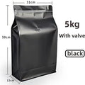 10pcs Resealable 5kg Ziplock Coffee Bean Powder  Aluminum Foil Packaging with Valve Pet Dry Food Flat Botton Storage Bag