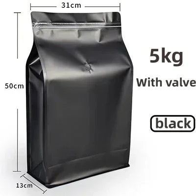 10pcs Resealable 5kg Ziplock Coffee Bean Powder  Aluminum Foil Packaging with Valve Pet Dry Food Flat Botton Storage Bag