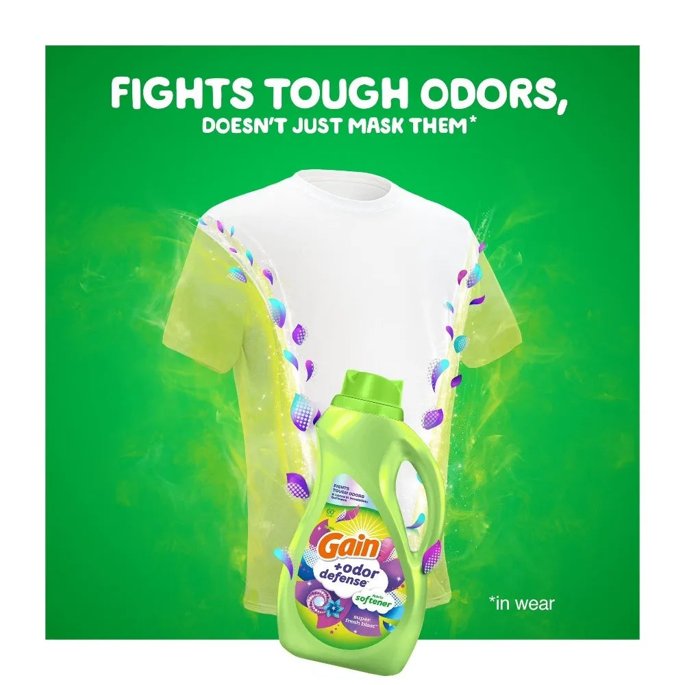 Super Fresh Blast Scent Odor Fighting Liquid Fabric Softener Dye-Free Laundry Conditioner 100 fl oz, 136 Loads